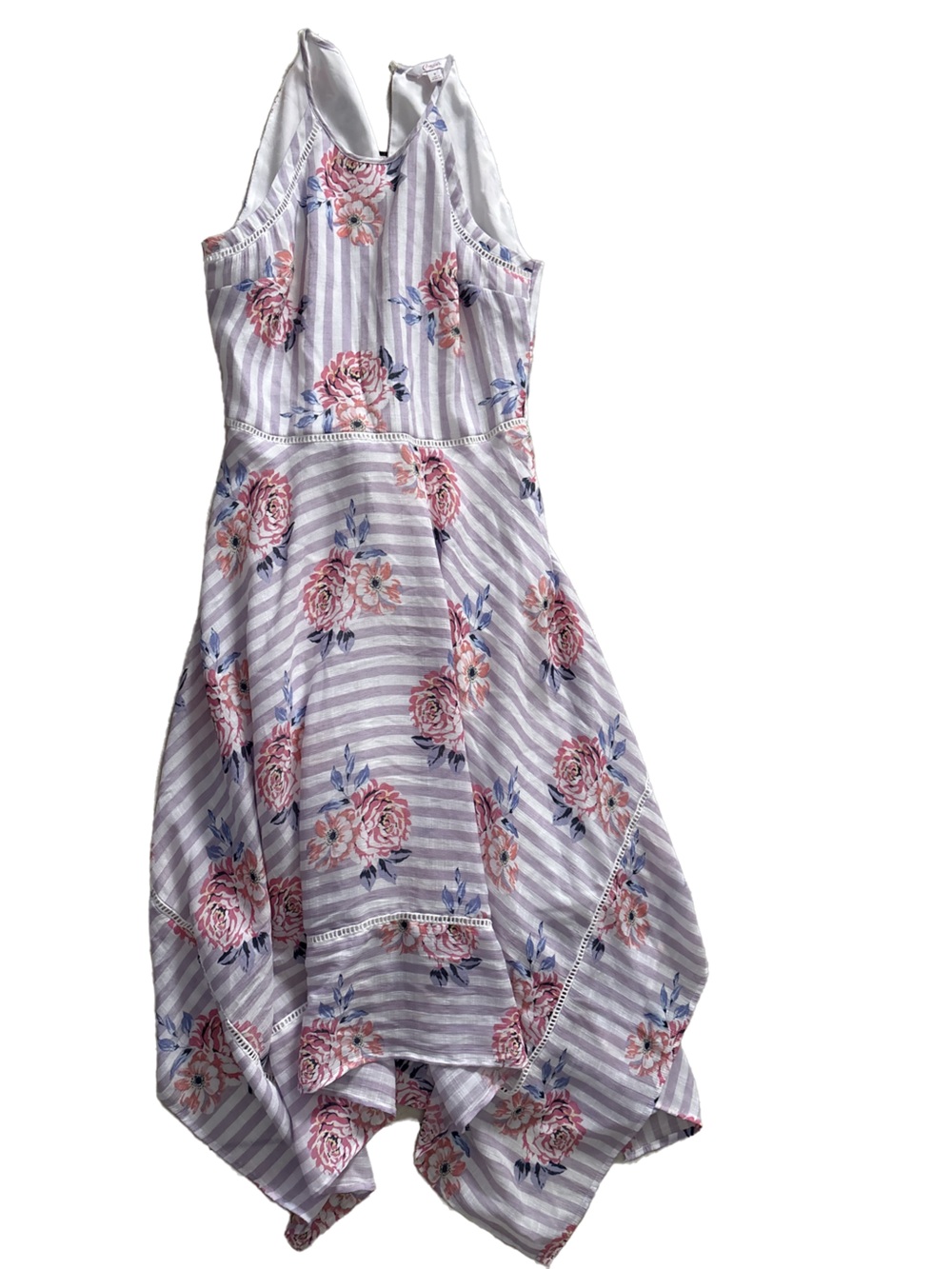 Candie's Lavender Striped Floral Dress with Pink Roses